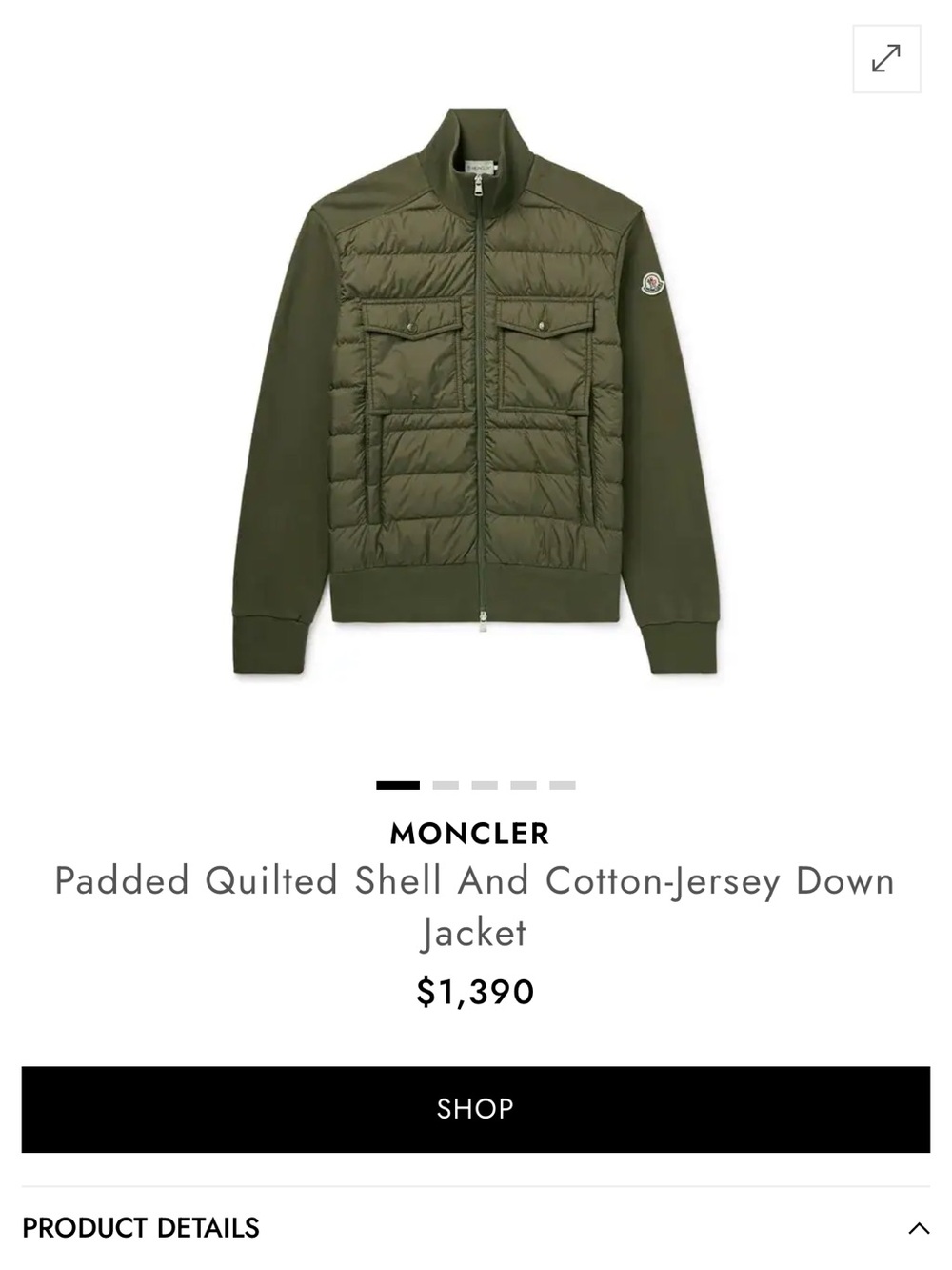 Moncler Olive Quilted Puffer Jacket